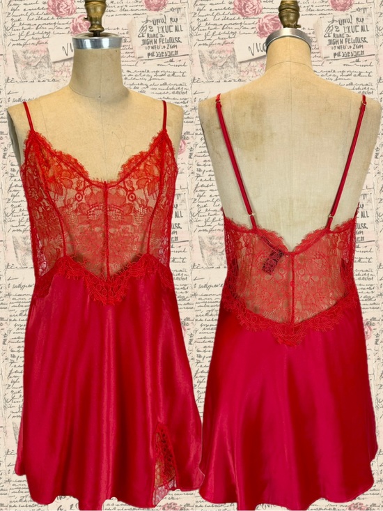 Victoria's Secret Other - Victorias Secret cherry lipstick red nighty negligee lace nightgown  lingerie